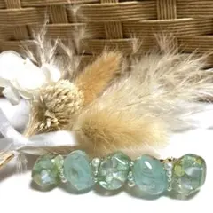 レジン　ハンドメイド　ヘアクリップ　グリーン　緑　ヘアピン　キークリップ