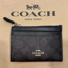 COACH コーチ コインケース 定期入れ ダークブラウン シグネチャー