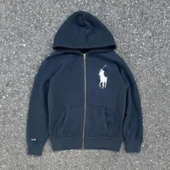 【着画あり】ラルフローレン　ビックポニー　ジップアップパーカー　S相当　ブラック