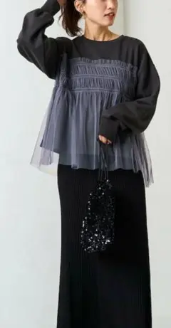 フリークスストア　ギャザー重ねスウェット