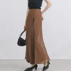 2wayラウンドカットレイヤードシアーニットスカート