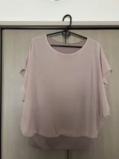 ピンク ドレープデザイン トップス 半袖