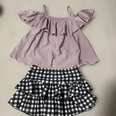 デビロック　フリルトップスとチェックス　水着　サイズ130