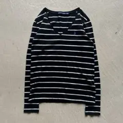 ポニー無し】ラルフローレン ヘンリーネック ボーダー ロンT M ニット 