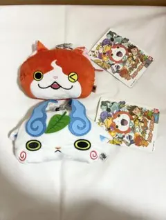 妖怪ウォッチ パスケース　2種　2点　ジバニャン　コマさん　ぬいぐるみ