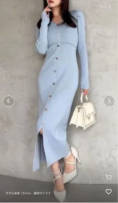 RESEXXY ゴールドボタンタイトニットワンピース