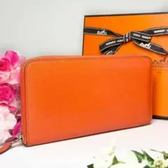 HERMES エルメス アザップ アリゲーター ラウンドファスナー ブラウン