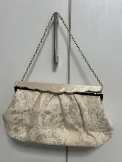 アイボリー レース フリル クラッチバッグ