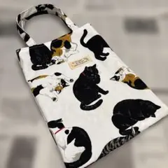 猫柄ぺったんこバック　ハンドメイド