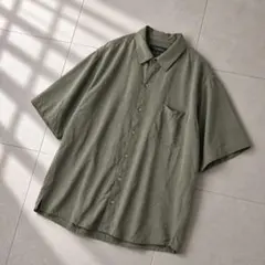 Silk100% croft&barrow 半袖シャツ M オリーブグリーン古着のサムネイル