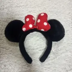 ミニーマウス カチューシャ 黒 赤 水玉