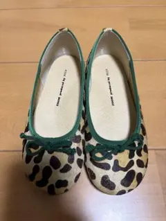 キッズ19cm ZOOM by PEEP ハラコレオパード　バレエシューズ　美品
