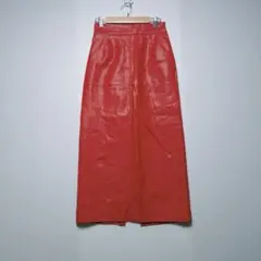 ヴィスフェイクレザー ロングスカートスリット 派手　鮮やか　上品　ストリートのサムネイル