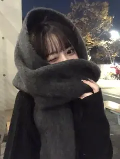 GRL 起毛フェイクウールフリンジボリュームマフラー[fo1250]