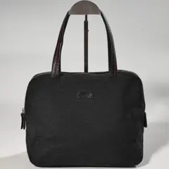 アニエスベー ハンドバッグ ステッチ キャンバス レザー グレー ラインストーン