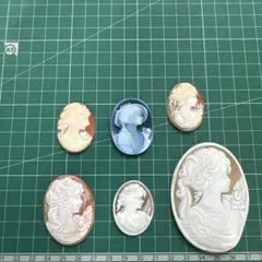 カメオ ルース 6点セット 女性横顔 彫刻風 ブローチ素材 - メルカリ