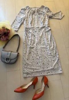 クードシャンス 春ワンピース きれいめ 膝下丈 ストレッチ素材 美品 日本製