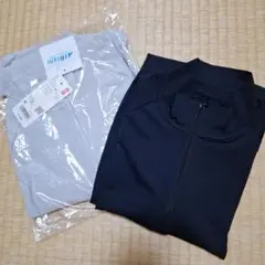 エアリズムUVカットメッシュハーフジップＴ（長袖）M　ホワイトとブラック　セット