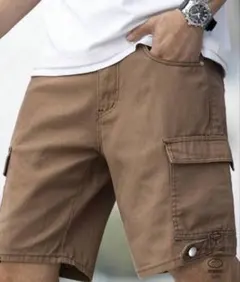 ブラウン デニム ショートパンツ プラスサイズ