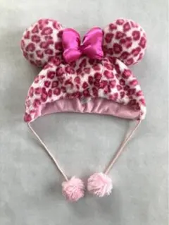 ミニーマウス風ヒョウ柄帽子