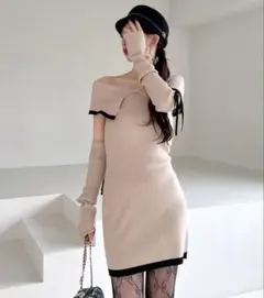 も*も様 ROYAL PARTY アームウォーマー付配色ケープタイトミニワンピー