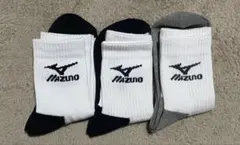 【人気*ミズノMIZUNOソックス】汚れが目立ちにくいグレー１足・黒２足3足組