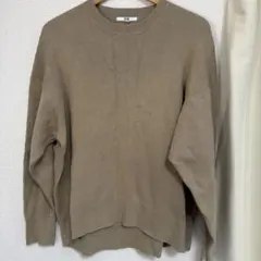 UNIQLO スムースコットンリラックスクルーセーター　ベージュ　L