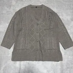 ケーブル編み ニットカーディガン ベージュ Lサイズ y2k vintage