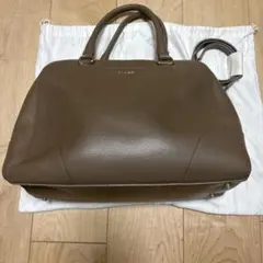 FURLA ブラウンレザートートバッグ ショルダーストラップ付き