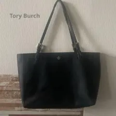 【美品】トリーバーチTory BurchレザートートバッグブラックA4サイズ