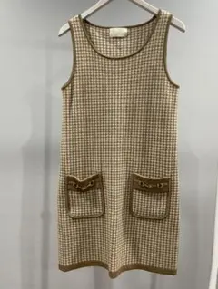美品untitledアンタイトルワンピースノースリーブ茶レディース毛100%