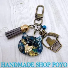 かわいい♡『黒猫キーホルダー』オルゴナイト　キーホルダー　お守り