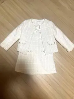 ホワイト ツイード ワンピース ジャケット　セットアップ