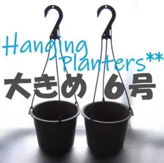 ハンギングプランター　大きめ　6号　茶　吊り鉢　2個　ブラウン　スリット鉢のサムネイル