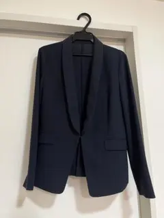 ネイビー ショールカラー ジャケット スカート パンツ 3点セットのサムネイル