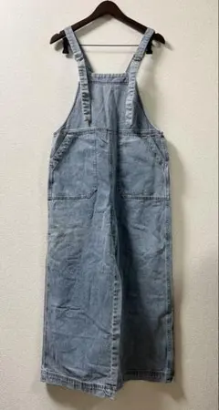 【美品】no brand デニムオーバーオール ワイドパンツ