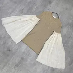 フランス製 美品 Chloe ニット切替 フレアスリーブ カシミヤ混 リネン 絹のサムネイル