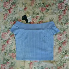 saleタグ付 リエンダ ギンガムチェックオフショルダートップス