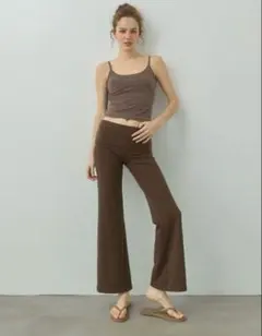 新品】alexia stam♡ターンアップウエストパンツ brown Sサイズ - メルカリ