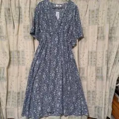 Hudson honey 花柄 Vネック 合わせ襟ワンピース新品未使用L最終価格