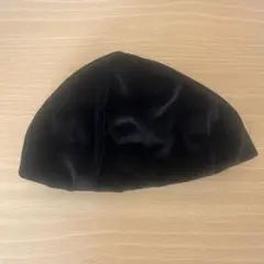 ブラック ベロア調 ベレー帽 裏地付き