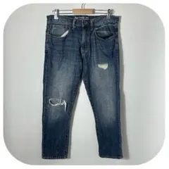 GAP ダメージデニム W34×L30 ストレート 古着 春夏 メンズ トレンド