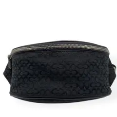 美品 希少　COACH　ボディバッグ　ミニシグネチャー　キャンバス　斜め掛け　黒