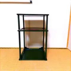 茶道用青漆爪紅 糸巻き二重棚木製　組み立て式