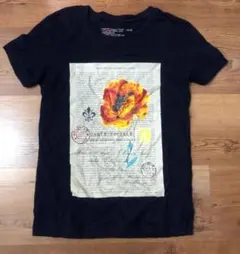 花柄プリント ネイビー Tシャツ