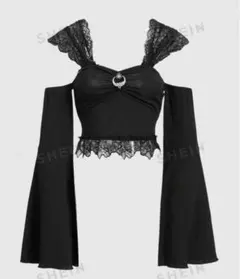 SHEIN ゴシックセクシー レースショルダーフレアスリーブ トップス