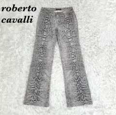 【美品】roberto cavalli 蛇柄　パイソン柄 パンツ XS グレー