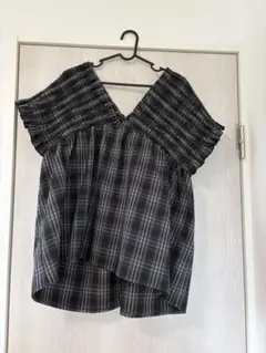 Re-j チェック柄 シャーリング チュニック
