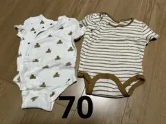 GAP クマプリントとストライプロンパース 70 2枚セット