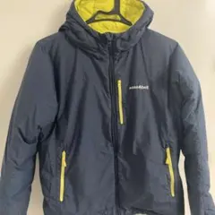 mont-bell フード付きダウンコート ネイビー/黄色